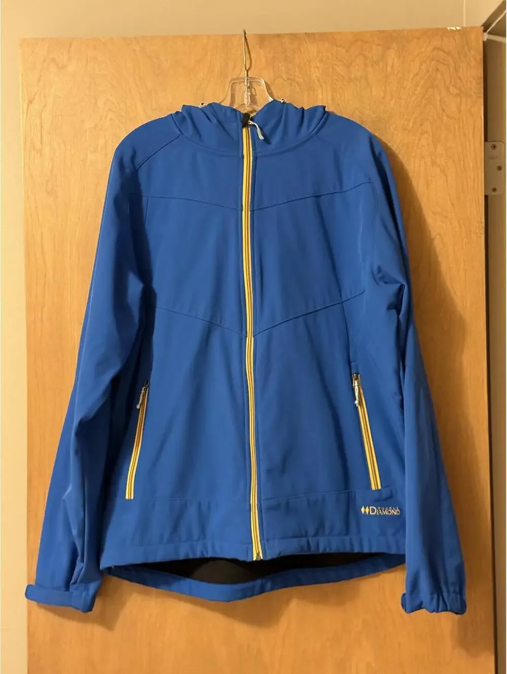 Double Diamond Blue Softshell Fleece-Lined Jacket Women's Large Full Zip Hooded - Picture 1 of 8